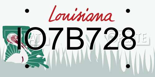 IO7B728 Louisiana License Plate