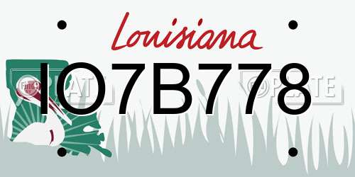 IO7B778 Louisiana License Plate