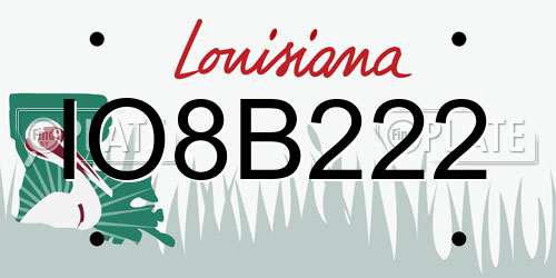 IO8B222 Louisiana License Plate