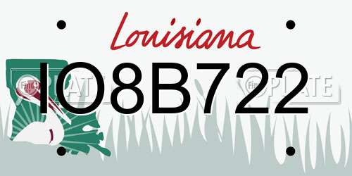 IO8B722 Louisiana License Plate