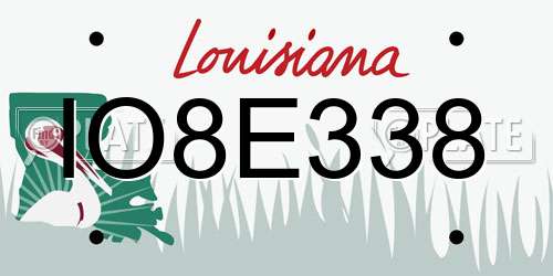 IO8E338 Louisiana License Plate