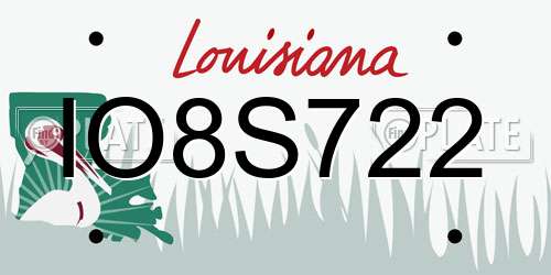 IO8S722 Louisiana License Plate