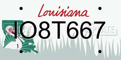 IO8T667 Louisiana License Plate