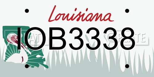 IOB3338 Louisiana License Plate