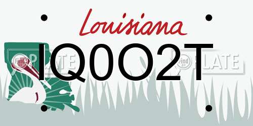 IQ0O2T Louisiana License Plate