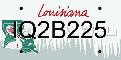 IQ2B225 Louisiana License Plate
