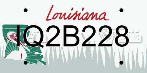 IQ2B228 Louisiana License Plate
