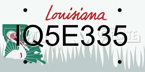 IQ5E335 Louisiana License Plate
