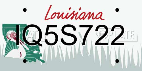 IQ5S722 Louisiana License Plate