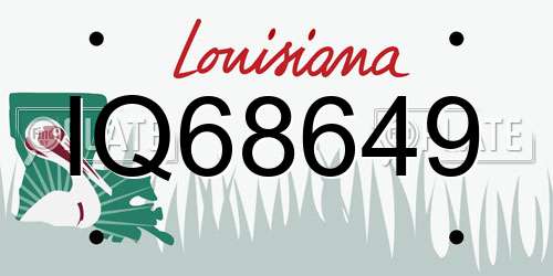 IQ68649 Louisiana License Plate