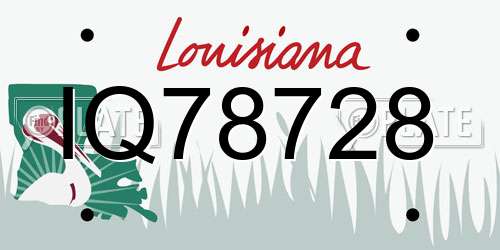 IQ78728 Louisiana License Plate