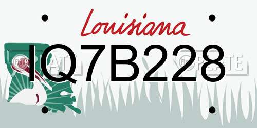 IQ7B228 Louisiana License Plate