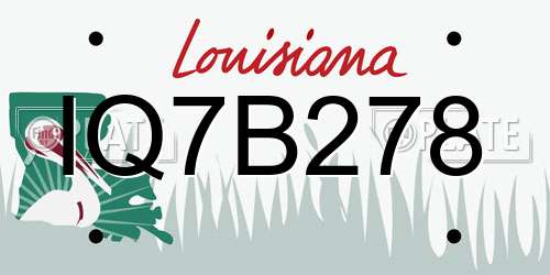 IQ7B278 Louisiana License Plate