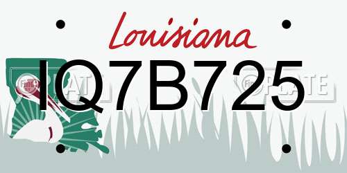 IQ7B725 Louisiana License Plate