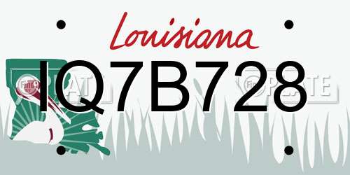 IQ7B728 Louisiana License Plate