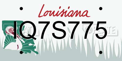 IQ7S775 Louisiana License Plate