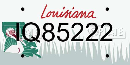 IQ85222 Louisiana License Plate