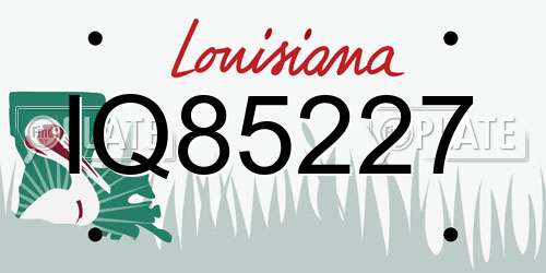 IQ85227 Louisiana License Plate