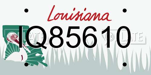 IQ85610 Louisiana License Plate