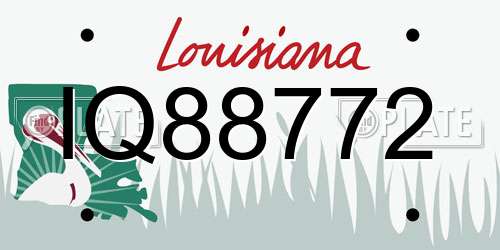 IQ88772 Louisiana License Plate