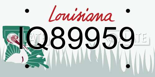 IQ89959 Louisiana License Plate