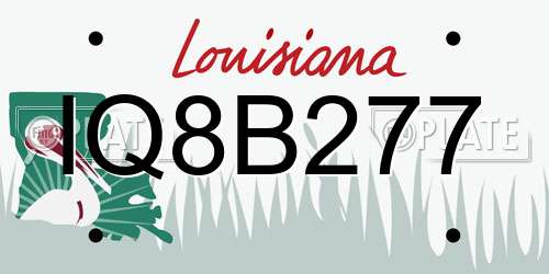IQ8B277 Louisiana License Plate