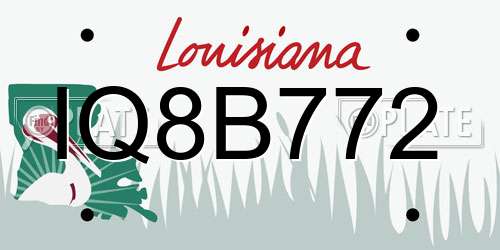 IQ8B772 Louisiana License Plate