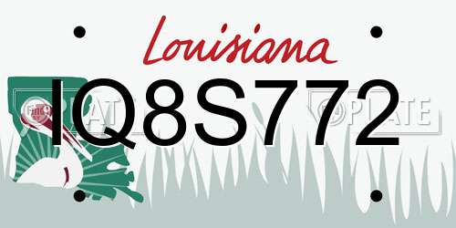 IQ8S772 Louisiana License Plate