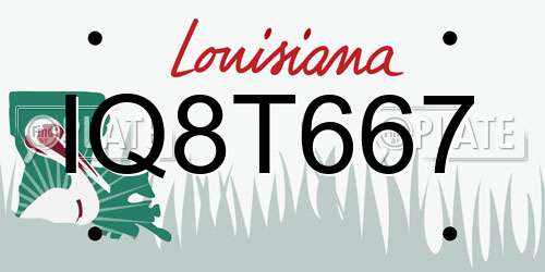 IQ8T667 Louisiana License Plate