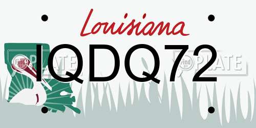 IQDQ72 Louisiana License Plate