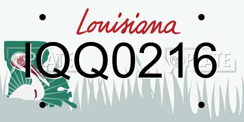 IQQ0216 Louisiana License Plate