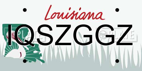 IQSZGGZ Louisiana License Plate