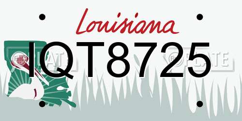 IQT8725 Louisiana License Plate