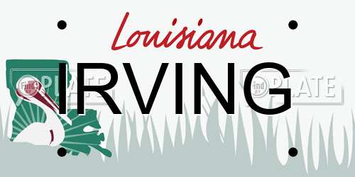 IRVING Louisiana License Plate