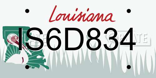 IS6D834 Louisiana License Plate
