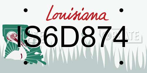 IS6D874 Louisiana License Plate
