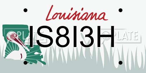IS8I3H Louisiana License Plate