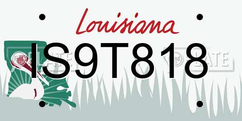 IS9T818 Louisiana License Plate