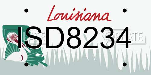 ISD8234 Louisiana License Plate
