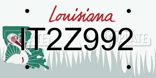 IT2Z992 Louisiana License Plate