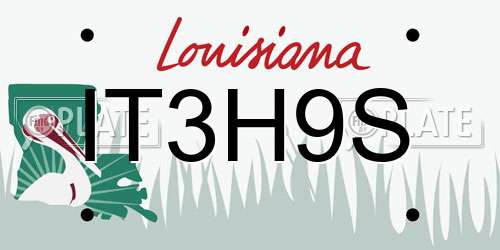 IT3H9S Louisiana License Plate