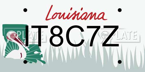 IT8C7Z Louisiana License Plate