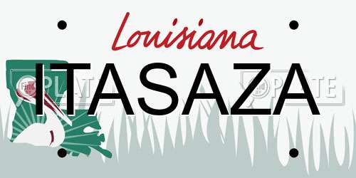 ITASAZA Louisiana License Plate