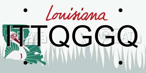 ITTQGGQ Louisiana License Plate