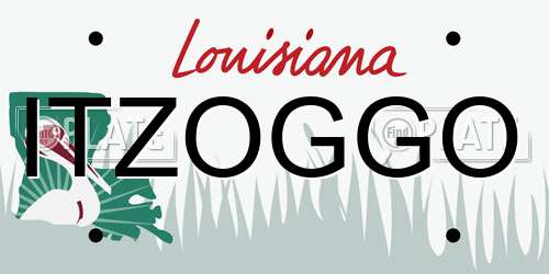 ITZOGGO Louisiana License Plate