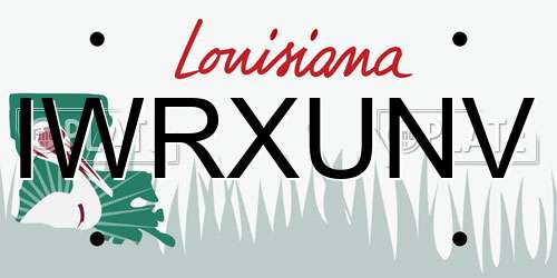 IWRXUNV Louisiana License Plate