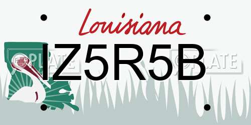 IZ5R5B Louisiana License Plate