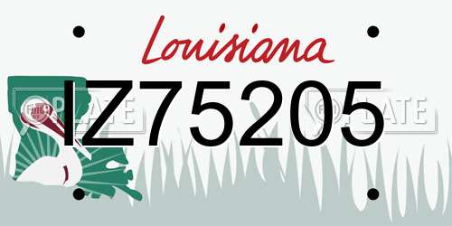 IZ75205 Louisiana License Plate
