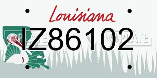 IZ86102 Louisiana License Plate