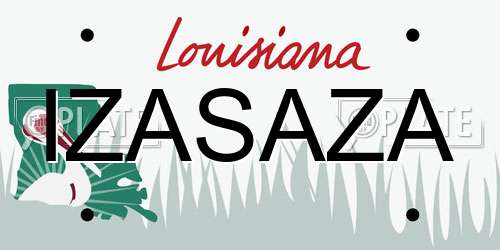 IZASAZA Louisiana License Plate